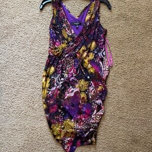 Nine West Purple and Yellow Abstract Mini Dress